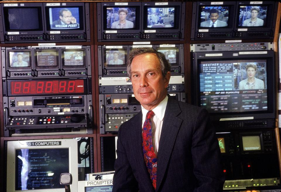 Michael Bloomberg, founder and president of Bloomberg LP, a communications and media company, pses for a portrait at his company's television studios October 1994 in New York City