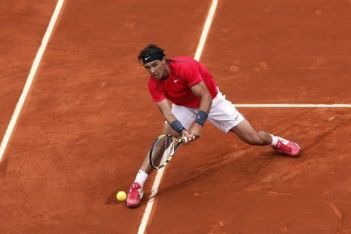 Spain's Rafael Nadal during the French Open men's singles fourth round match against Argentina's Juan Monaco on June 4. Nadal's steely focus will be riveted on Nicolas Almagro as the Majorcan continues his quest to become the first man to win seven French Open titles