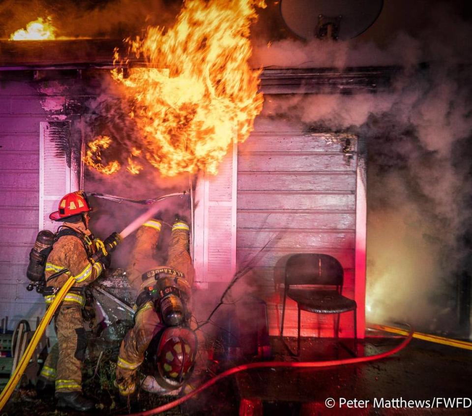 While fighting a house fire on Shiloh Drive on Sunday, Quint 16 Captain Brian Alexander had to escape through a front window when “the room suddenly flashed and flames engulfed the room.”