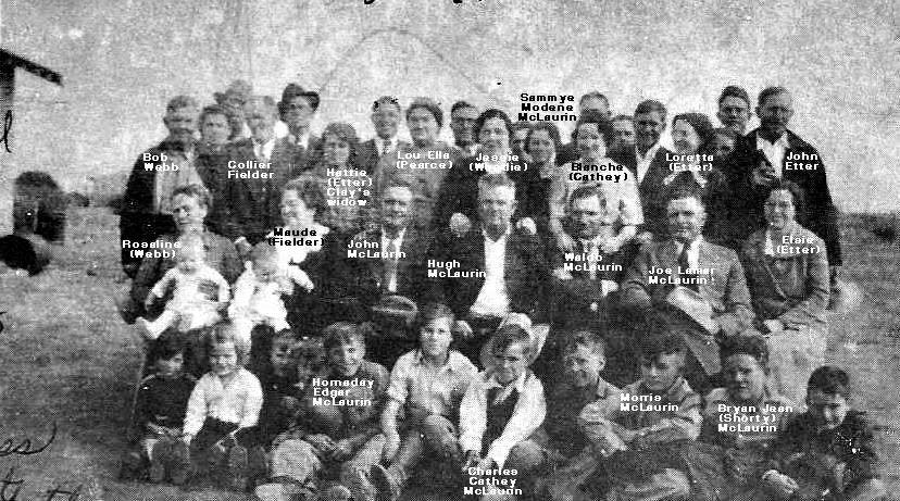 An early 1940s reunion in Lueders. Many of the young men were absent due to World War II.