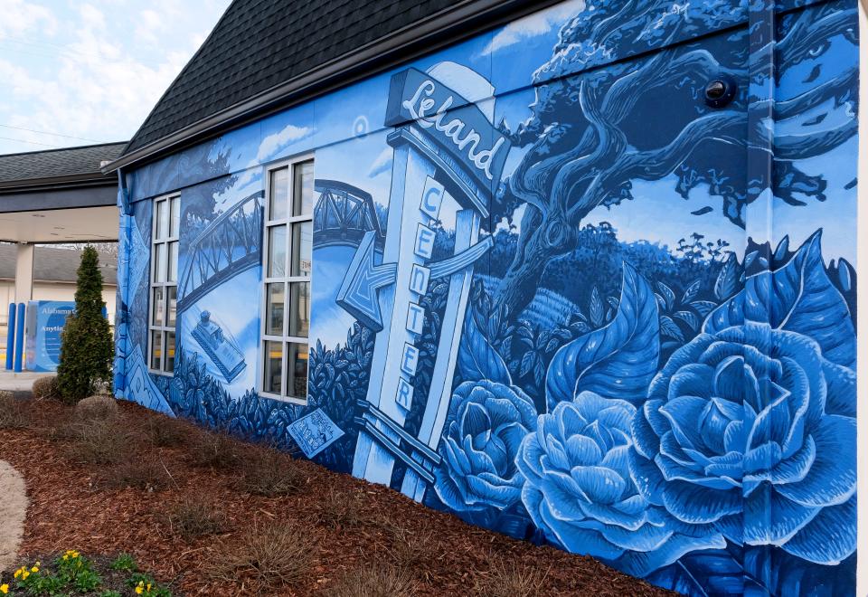 Feb 14, 2023; Tuscaloosa, AL, USA;  A new mural on the wall of Alabama One credit union in Alberta is designed with the rebirth of Alberta in mind. 