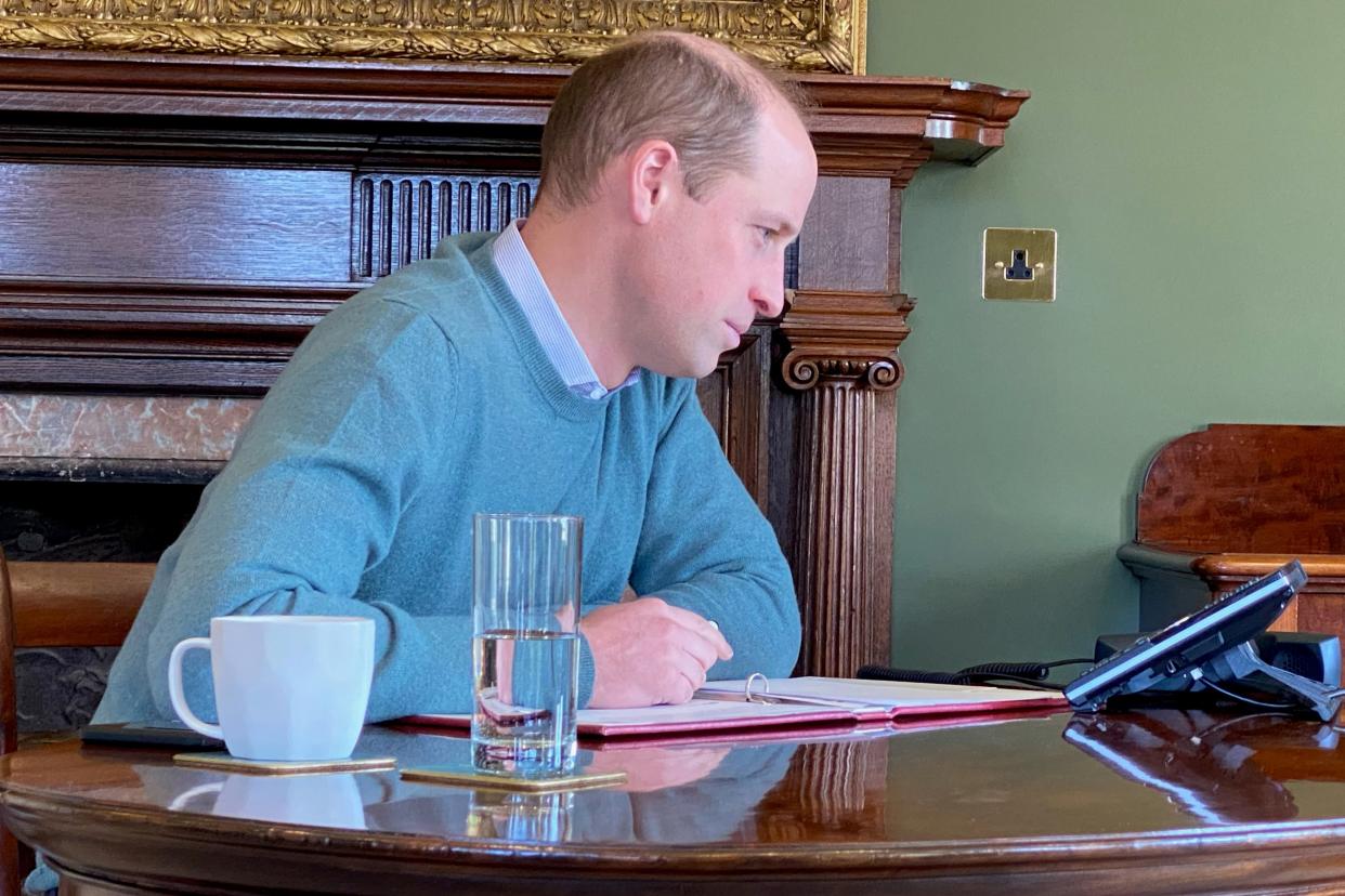 <p>Prince William on the call</p> (@KensingtonRoyal)