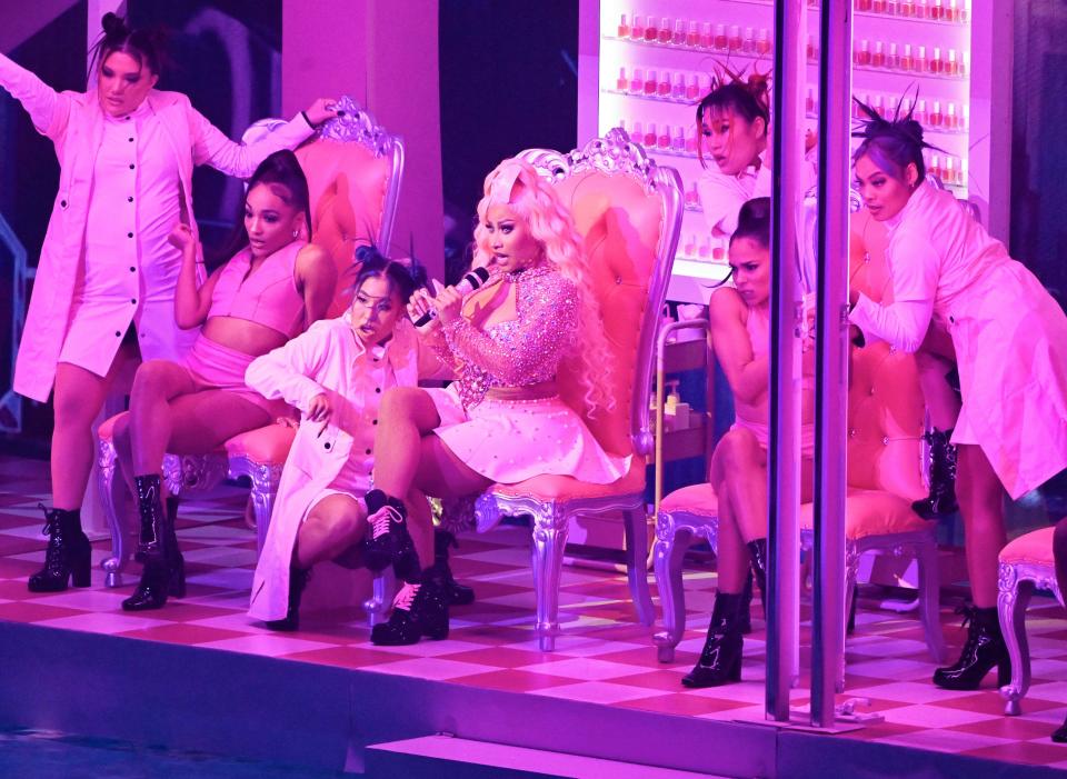 Nicki Minaj on stage at the 2022 MTV Video Music Awards, Prudential Centre, Newark.