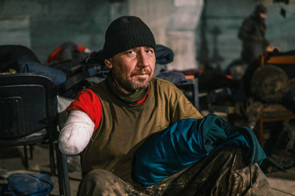 A badly wounded soldier is pictured inside the Azovstal steel plant in Mariupol. (Courtesy Lt. Ilya Samoilenko)