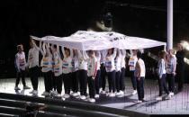 Gold Coast 2018 Commonwealth Games - Closing ceremony - Carrara Stadium - Gold Coast, Australia - April 15, 2018 - The Commonwealth Games flag is seen during a closing ceremony. REUTERS/David Gray