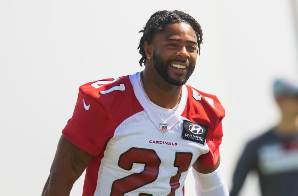 Jun 8, 2021; Tempe, AZ, USA; Arizona Cardinals cornerback Malcolm Butler (21) during minicamp practice at the Dignity Health Arizona Cardinals Training Center. Mandatory Credit: Mark J. Rebilas-USA TODAY Sports - 16225525