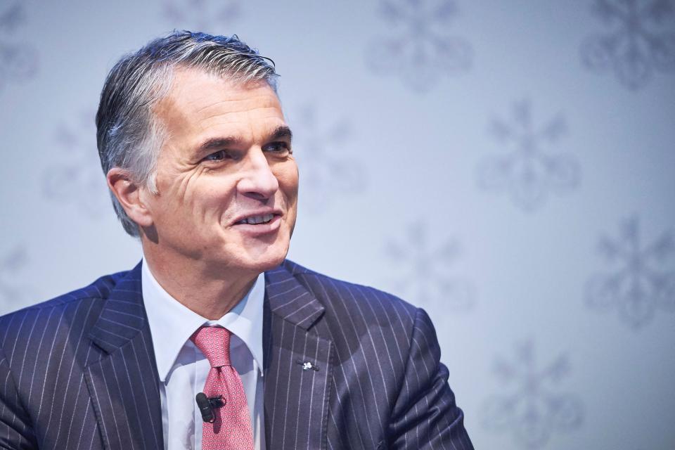 Sergio Ermotti, CEO of Swiss banking giant UBS, smiles before the presentation of UBS's fourth quarter 2015 results in Zurich on February 2, 2016. Swiss banking giant UBS on February 2 posted a 79-percent higher net profit for 2015, beating analyst expectations, with tax benefits offsetting a difficult fourth quarter hit by market turmoil. / AFP / MICHAEL BUHOLZER        (Photo credit should read MICHAEL BUHOLZER/AFP via Getty Images)