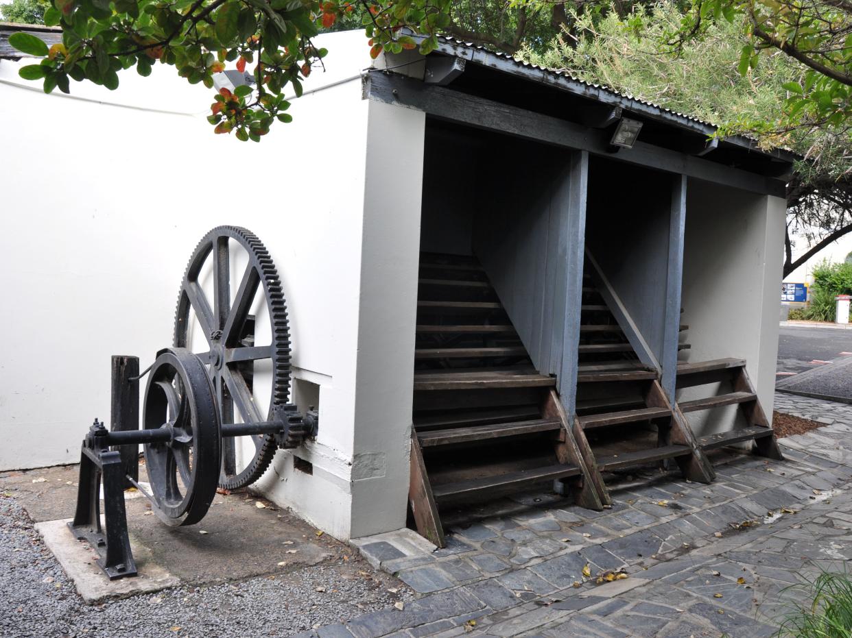 Treadmill used to punish prisoners at Breakwater Prison, Cape Town