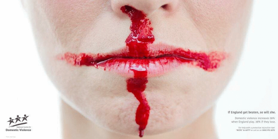 National Centre for Domestic Violence has released a campaign 'If England get beaten, so does she' Photo: NCDV