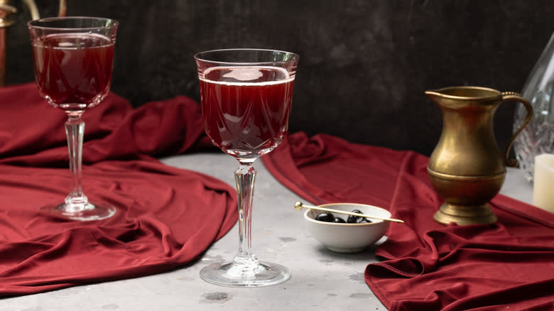 red sparkling cocktail in goblets