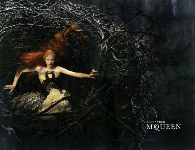 The label's fall '08 ad campaign featured vibrantly-dressed models huddled in Gothic nests.