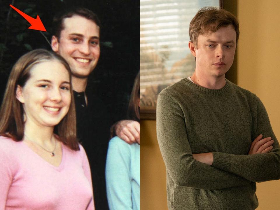 Clayton Peterson in an undated photo, left; Dane DeHaan as Clayton on HBO's "The Staircase," right.