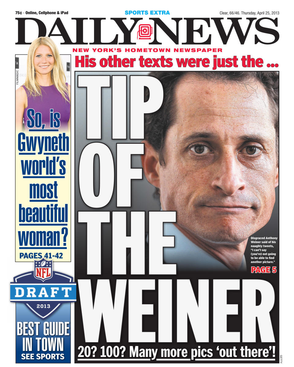 New York Daily News front page on April 25, 2013.&nbsp;