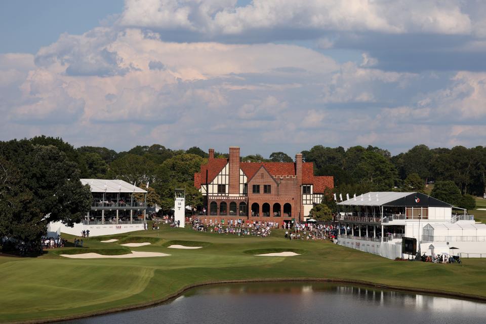 The 18th hole for the 2024 Tour Championship at East Lake Golf Club. (Mike Mulholland/Getty Images)