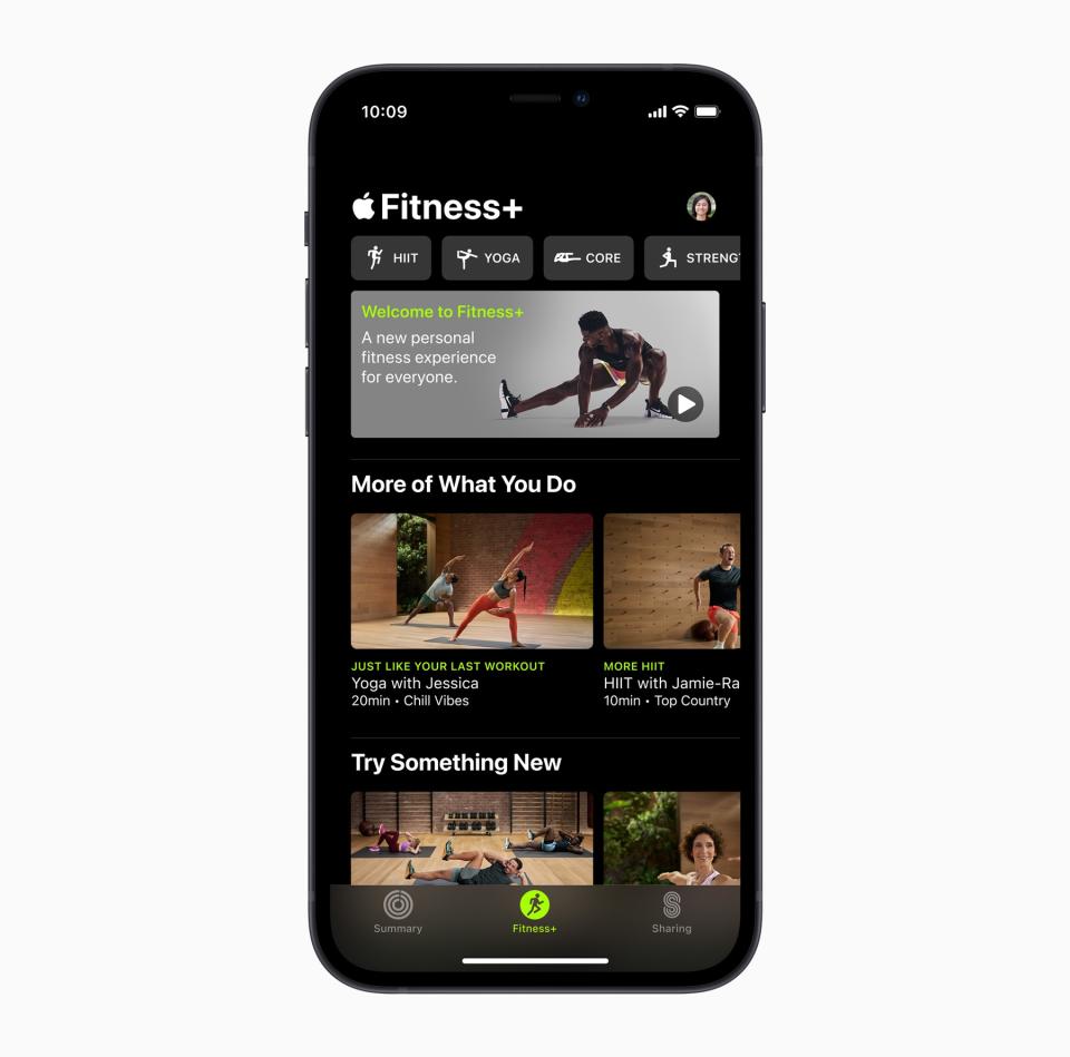 The Fitness+ app lets you access any number of workouts and serves as your viewing area for your routines. (Image: Apple)