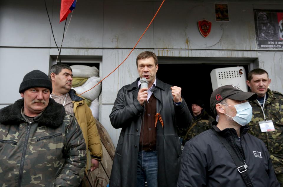 Former Ukrainian lawmaker Oleg Tsaryov speaks at a rally in 2014 (EPA)