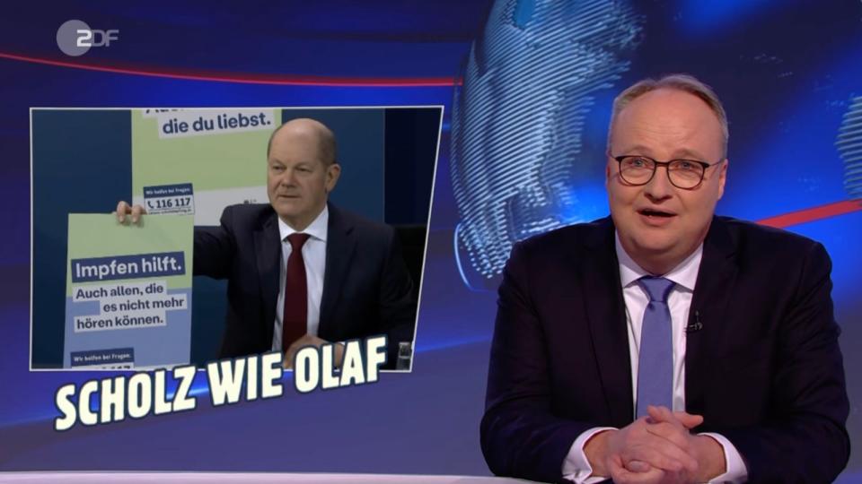 Wie unkreativ kann man sein? Die "heute-show" machte sich über die "extrem fantasielose" Impfkampagne lustig. (Bild: ZDF)