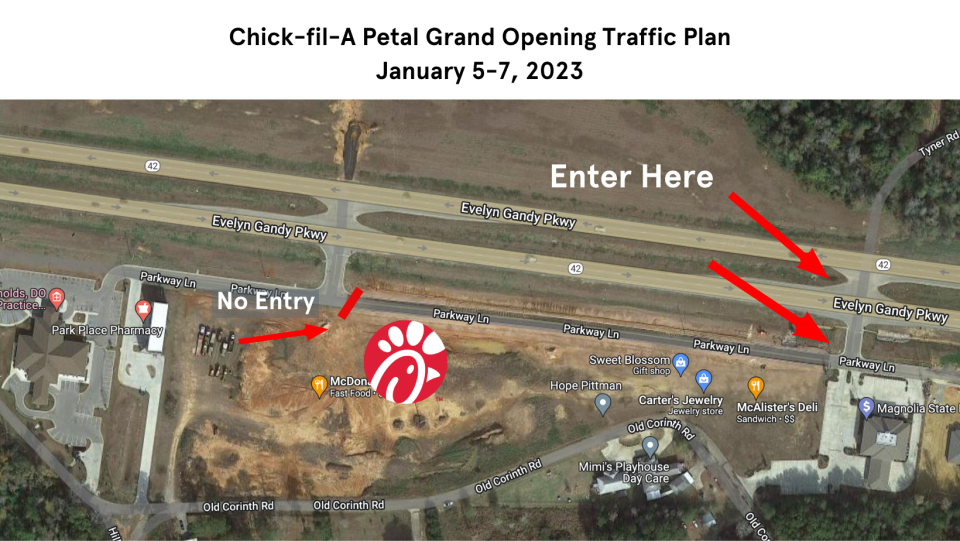 Here is a traffic plan for Thursday's grand opening of Chick-fil-A in Petal.