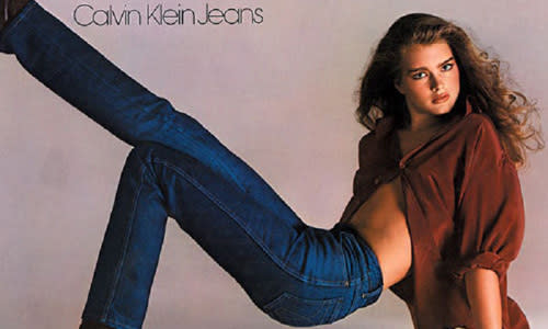 <p>Who could forget this1980 Calvin Klein Jeans ad, featuring a very young Brooke Shields? She was just 15 years old when she appeared in the ads, which were criticised for being sexually provocative.<br><br><a rel="nofollow" href="http://au.thehype.yahoo.com/galleries/g/-/9973080/the-six-pack-quiz/9973086/" data-ylk="slk:Take our Six Pack Quiz!;elm:context_link;itc:0;sec:content-canvas" class="link ">Take our Six Pack Quiz!</a></p>