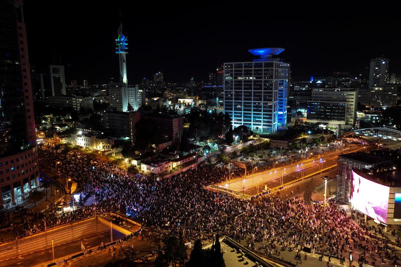 Protests against Israel's right-wing government in Tel Aviv