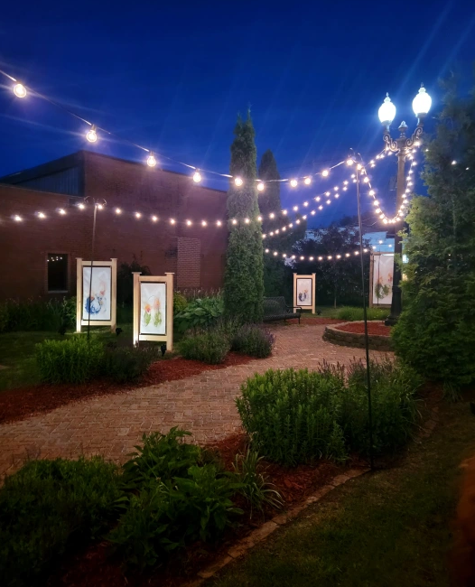 A view of Torres’s abstract paintings in the first season (2022) of The Grove at Pocket Park, 125 4th Ave. South, Clinton.