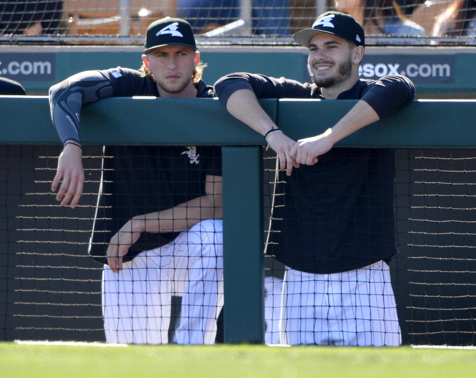 Michael Kopech (L) and Dylan Cease of the Chicago White Sox are intriguing fantasy baseball pitchers