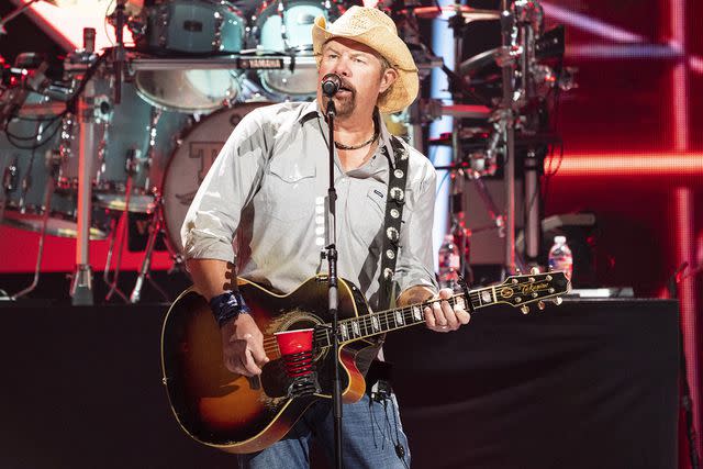 <p>Erika Goldring/WireImage</p> Toby Keith performs onstage during the 2021 iHeartCountry Festival