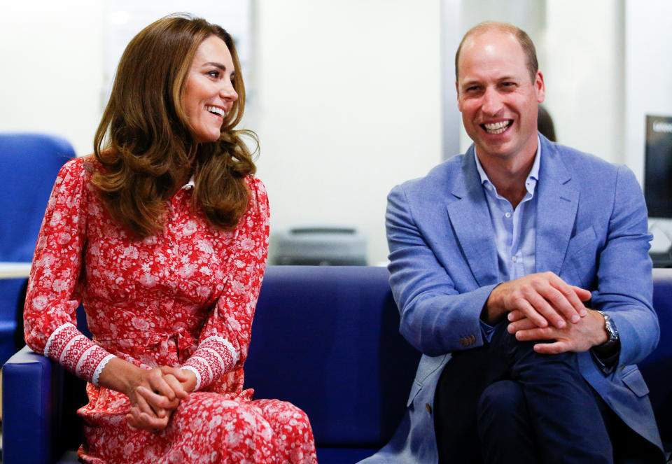 Prince William, Duke of Cambridge and Catherine, Duchess of Cambridge speak to people looking for work at the London Bridge Jobcentre on September 15, 2020 in London, England.