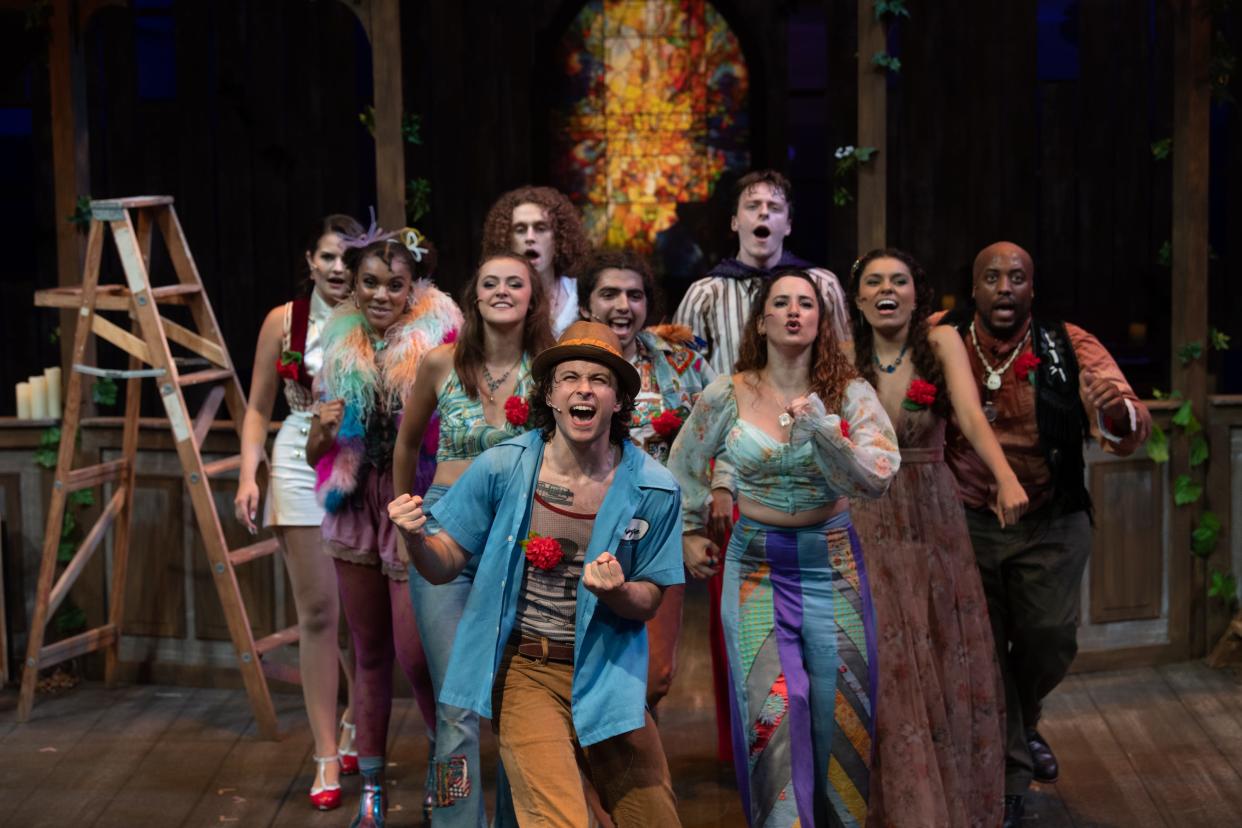 Akron resident Brian Hirsch, center, a recent Kent State graduate, portrays George in the Porthouse Theatre product of "Godspell."
