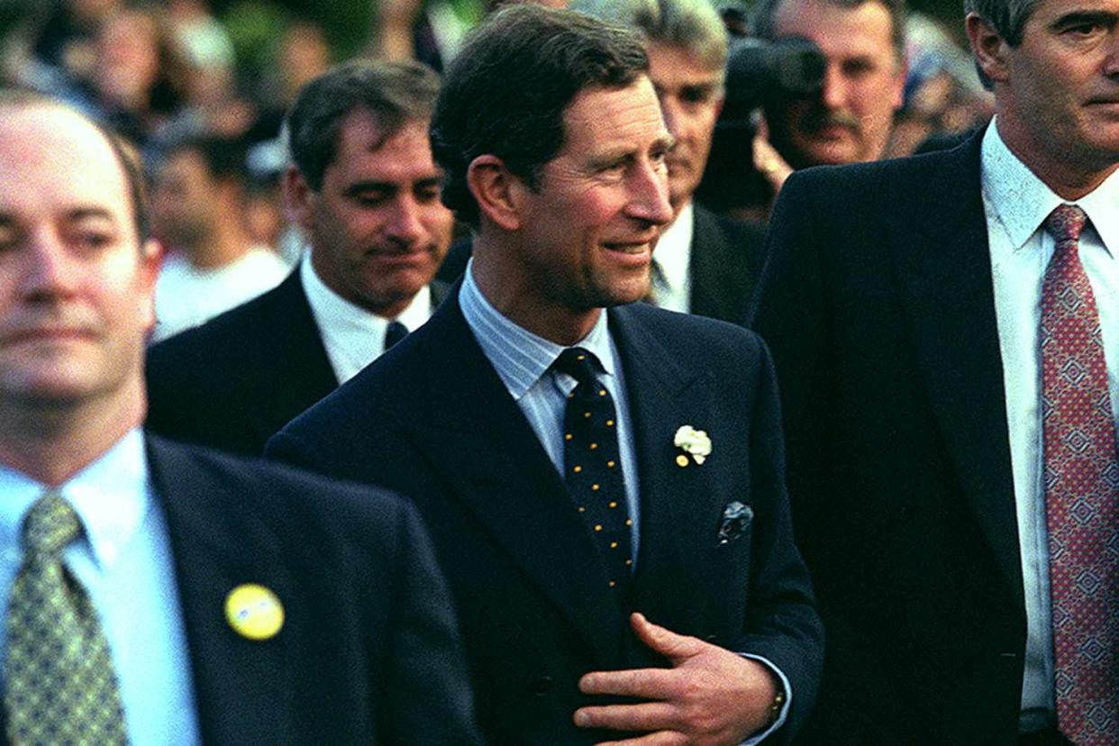 <p>Martin Keene - PA Images/PA Images via Getty Images</p> The future King Charles moments after the Australia Day incident on Jan. 26, 1994.