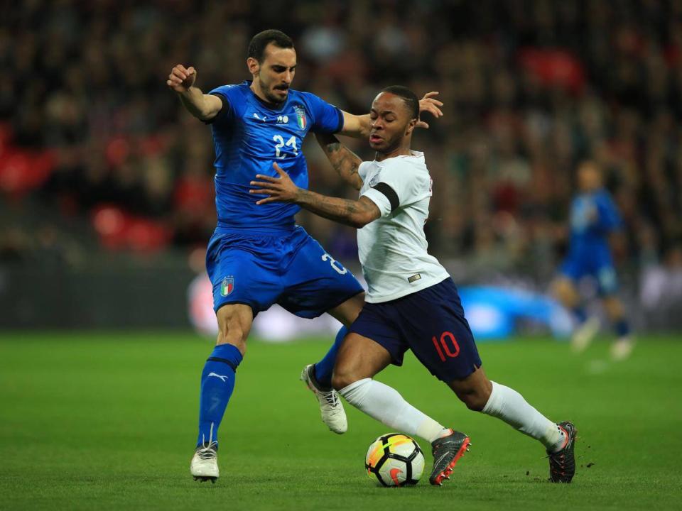 Raheem Sterling tussles for possession with Davide Zappacosta (Getty)
