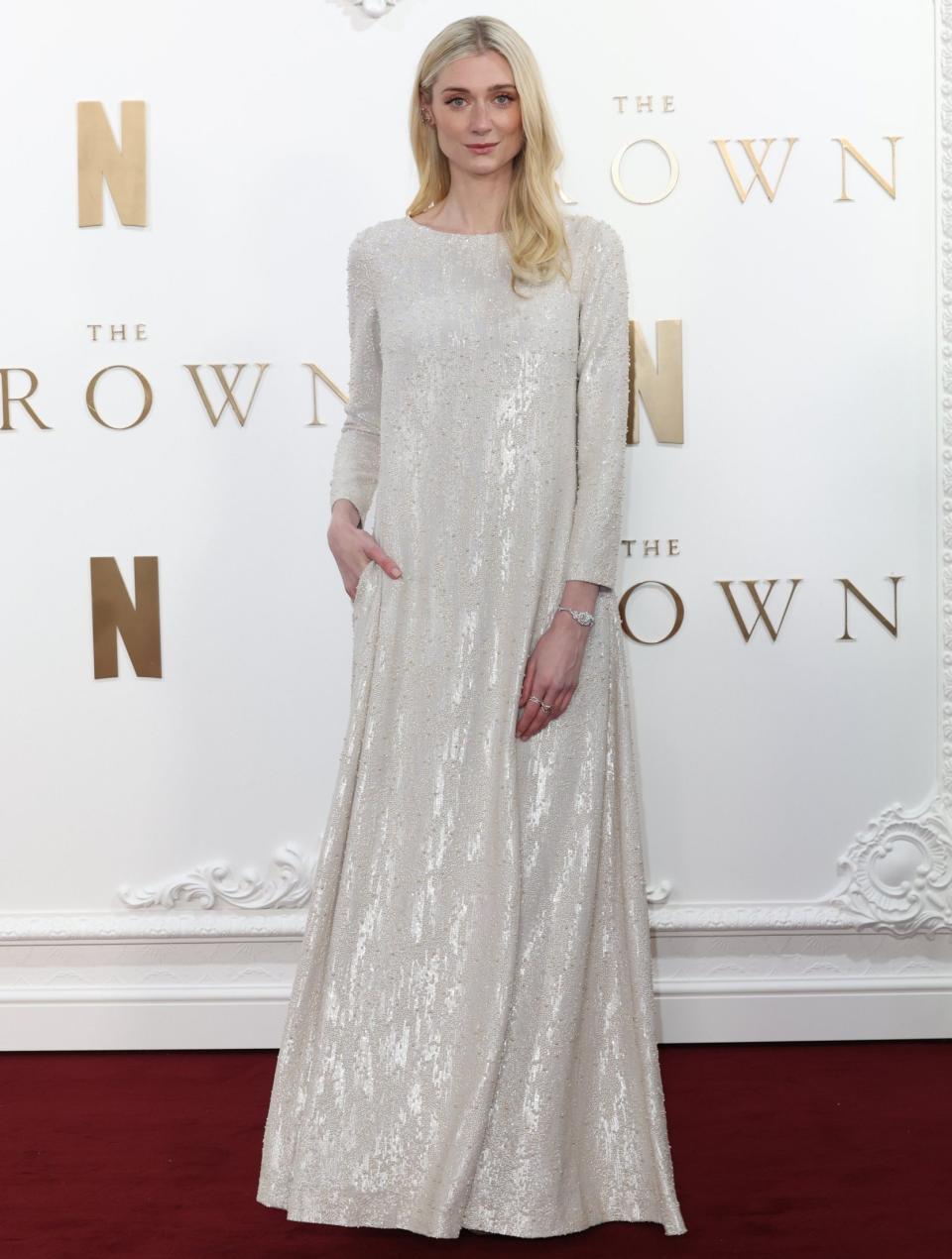 Elizabeth Debicki wore a white sequined dress