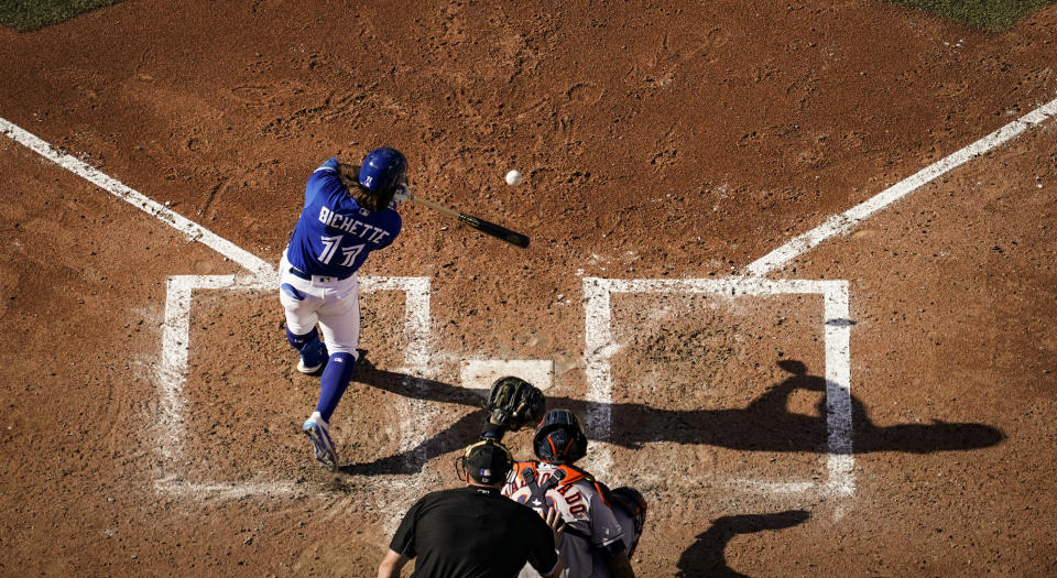 Bo Bichette has been a hitting machine since the Toronto Blue Jays called him up. (Photo by Mark Blinch/Getty Images)