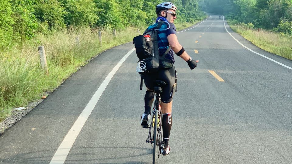 Ward cycling in south east Asia while completing the epic challenge of visiting every country in the world. - Courtesy Johnny Ward