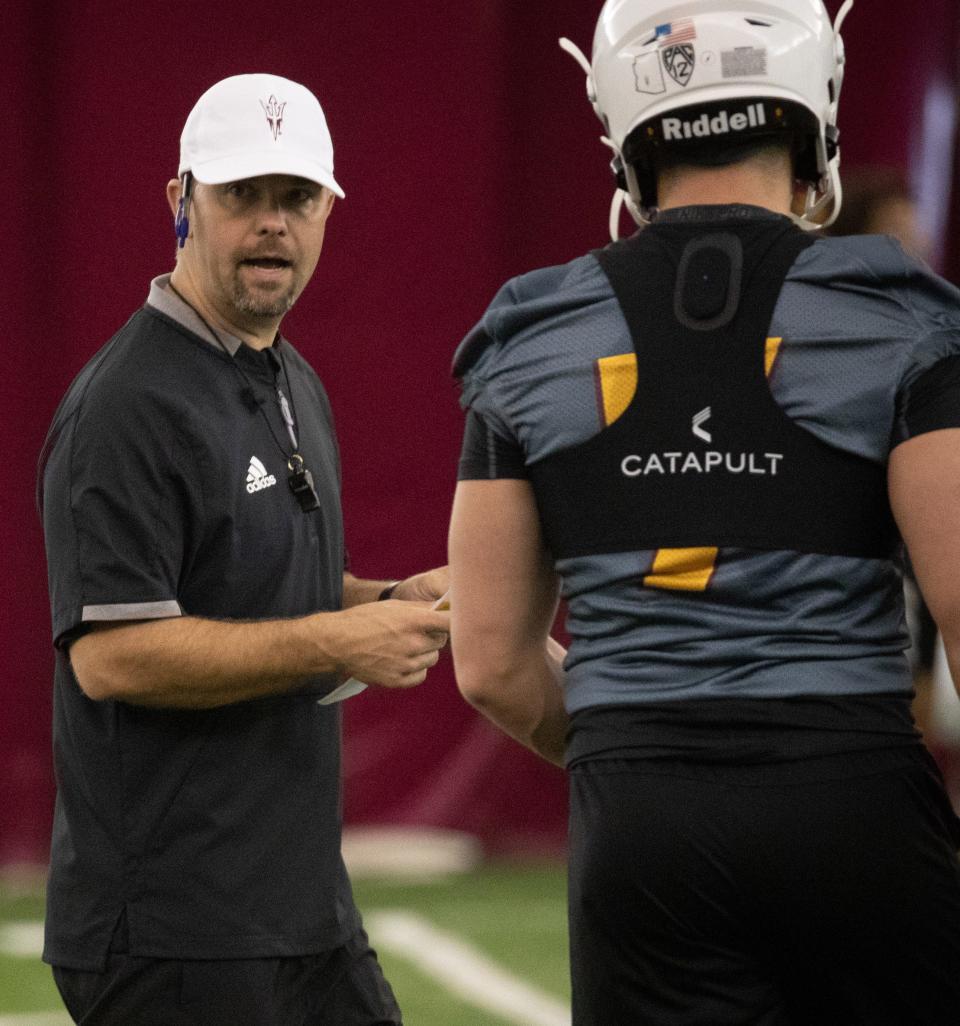 Offensive coordinator Zak Hill during spring practice, February 24, 2020, at Kajikawa Practice Facility, 511 S. Rural Road, Tempe.