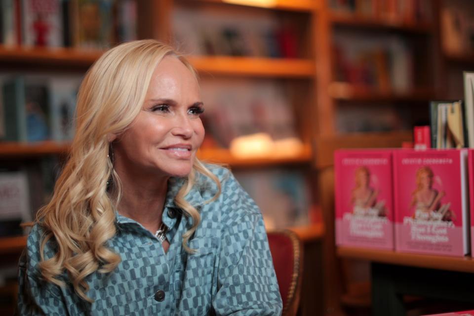 Kristin Chenoweth is interviewed before a book signing for her new book inside Full Circle Bookstore in Oklahoma City, Monday, March 6, 2023.