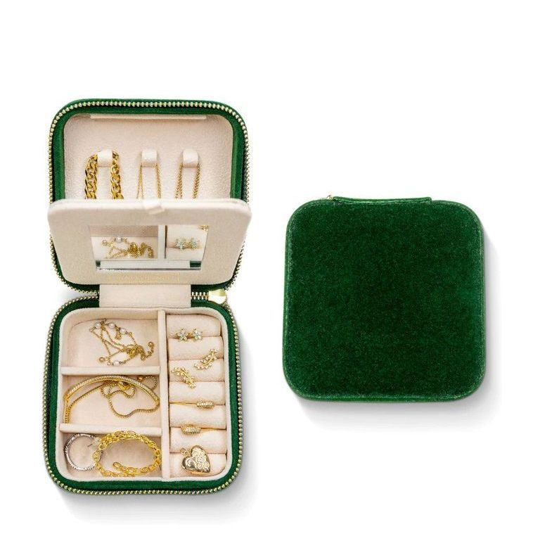 1) Plush Velvet Travel Jewelry Box