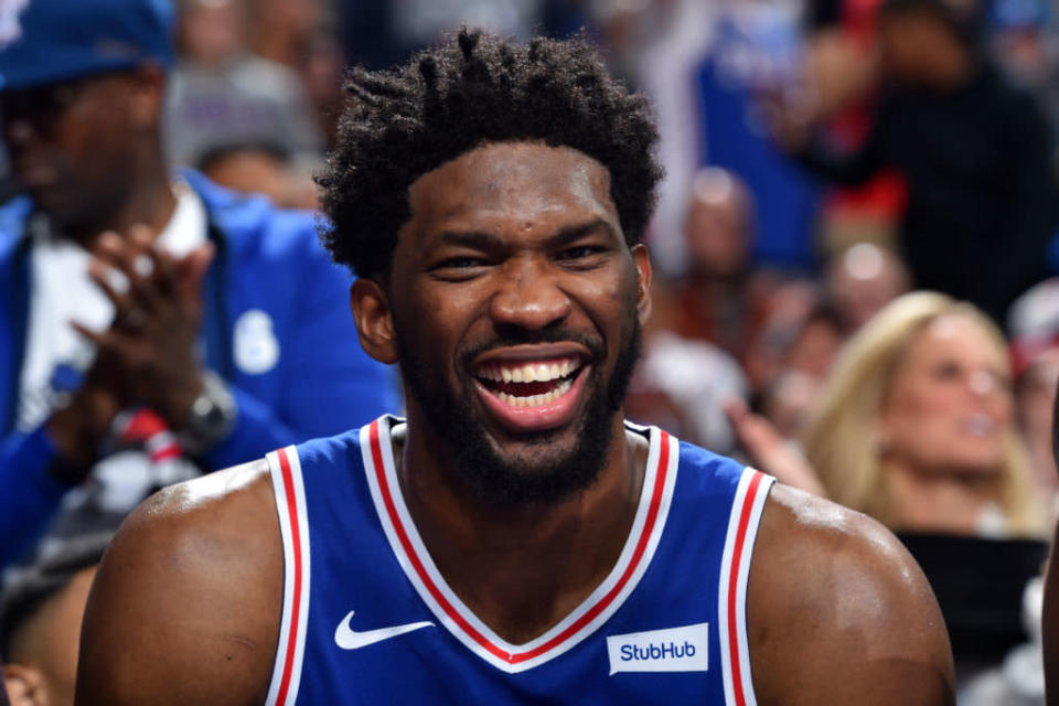 Sixers center Joel Embiid earned some much-needed rest after igniting Philadelphia's record-tying 51-point third quarter. (Getty Images)