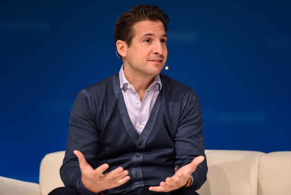 LISBON , PORTUGAL - 7 November 2019; Christoph Rieche, CEO, iwoca, on MoneyConf stage during the final day of Web Summit 2019 at the Altice Arena in Lisbon, Portugal. (Photo By Cody Glenn/Sportsfile for Web Summit via Getty Images)