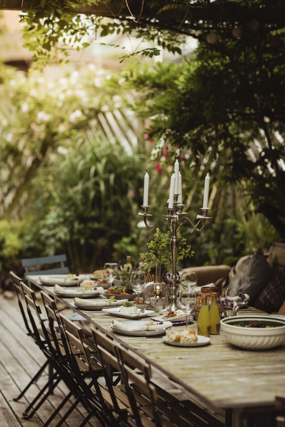 dining table setting in garden