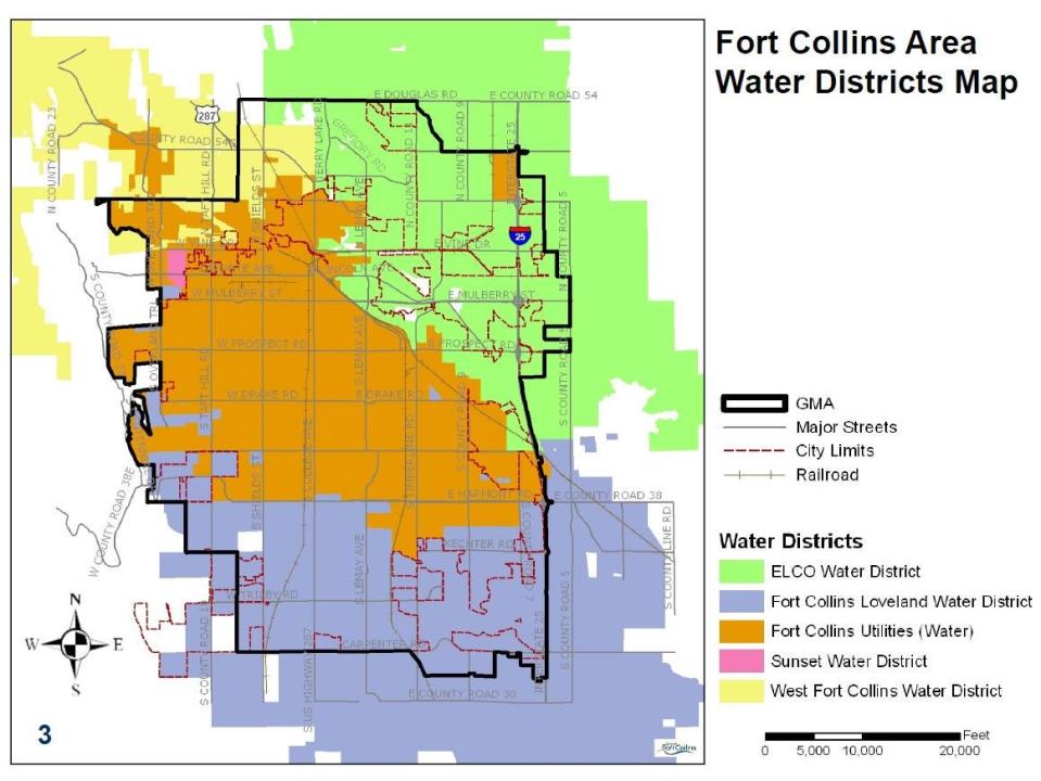 Fort Collins Area Water Districts Map