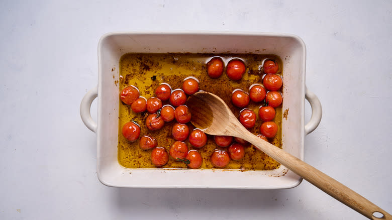 roasted cherry tomatoes in dish