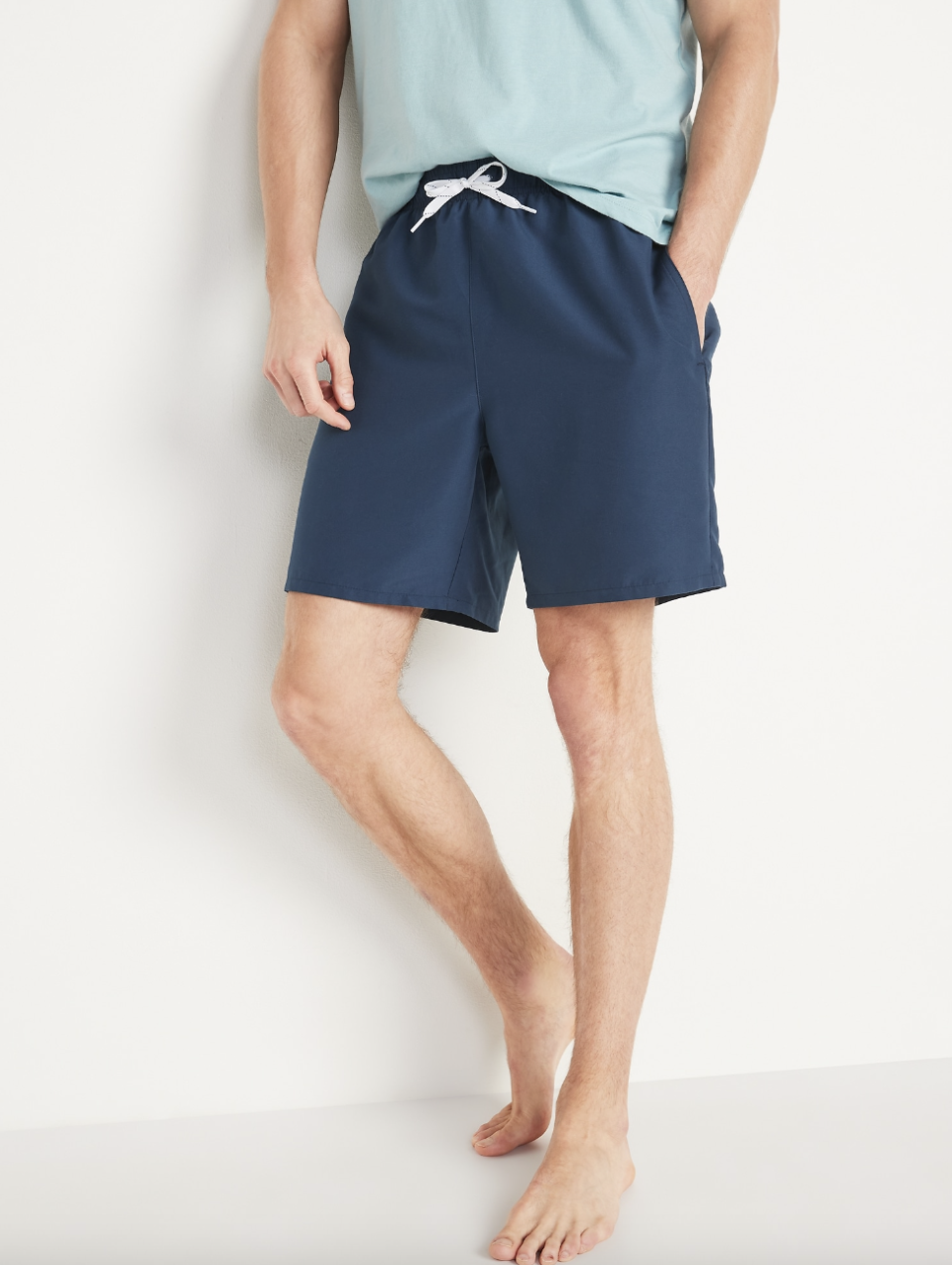 Solid Colour Swim Trunks in Blue Before Dawn (Photo via Old Navy)