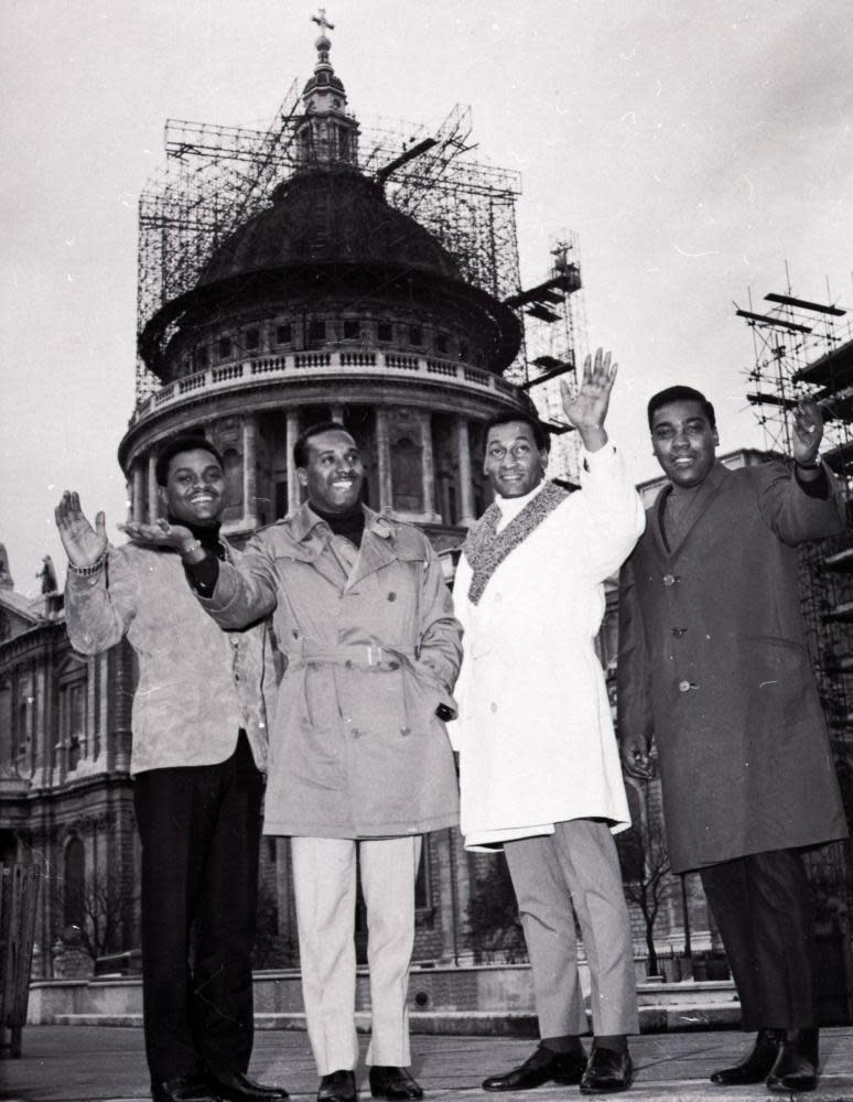 ‘Sometimes I think Motown is more popular in Britain than in the US’ … the Four Tops outside St Paul’s Cathedral, London in 1966. From left: Renaldo ‘Obie’ Benson, Levi Stubbs, Abdul ‘Duke’ Fakir and Lawrence Payton.