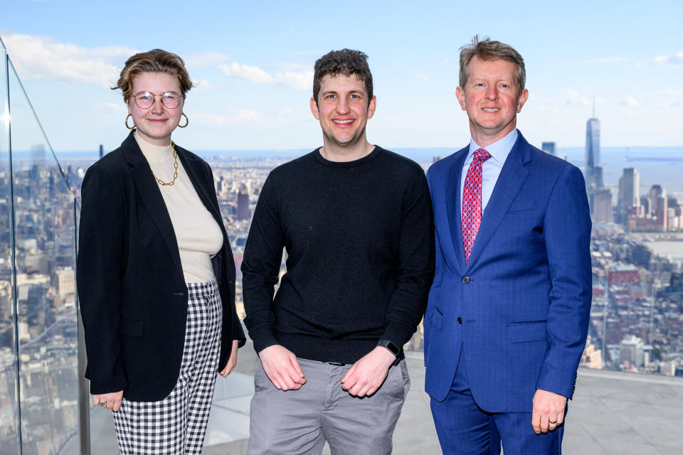 Mattea Roach, Matt Amodio and Ken Jennings participate in the Inaugural Inside JEOPARDY! live event