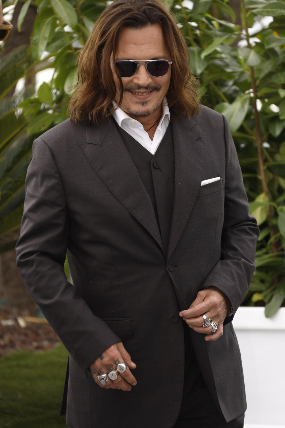 Johnny Depp poses for photographers at the photo call for the film 'Jeanne du Barry' at the 76th international film festival, Cannes, southern France, Wednesday, May 17, 2023. (Photo by Joel C Ryan/Invision/AP)