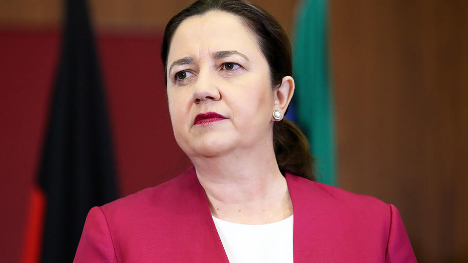 Annastacia Palaszczuk, pictured here speaking to the media at a press conference in Brisbane.