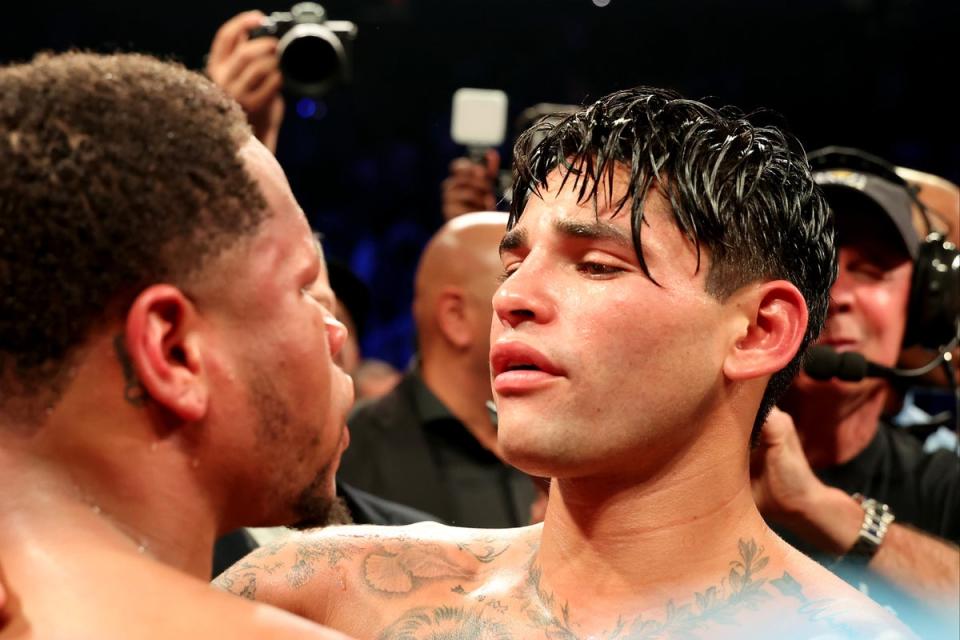 Ryan Garcia (right) defeated Devin Haney on points in April (Getty Images)