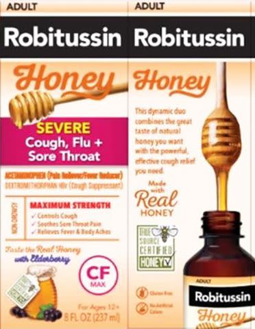 <p>FDA</p> Robitussin cough syrups