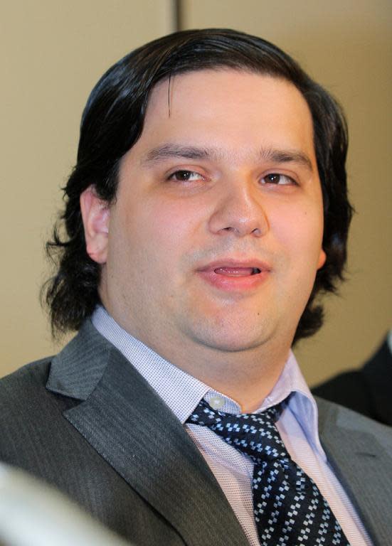 Mark Karpeles, then president of MtGox bitcoin exchange, speaks during a press conference in Tokyo on February 28, 2014